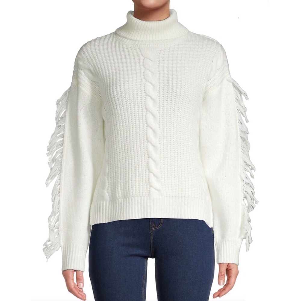 21 Main Ivory Cable Knit Sweater, XL